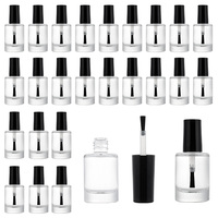 Vente en gros de flacons de vernis à ongles en verre transparent ronds de 5 ml, 10 ml, 15 ml pour vernis gel UV avec impression sérigraphique et bouchon rond