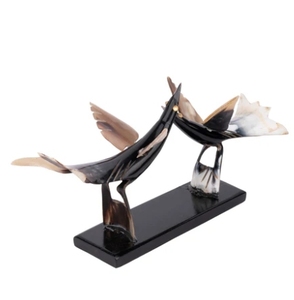 แตรควายธรรมชาติรูปนกยืนคู่ตกแต่งโชว์รูมตกแต่งบ้านตกแต่งบ้านไร่เหมาะสำหรับให้เป็นของขวัญ - Product Image 1