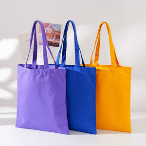 Blank Colored Canvas Tote Bags Square Cotton Shoulder Eco Friendly Customizable Promotional Bags For Students - Product Image 3
