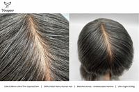 Rambut Palsu Pria Premium Tahan Lama 0.06-0.08mm Kulit Tipis Rambut Asli India Remy Siap Kirim
