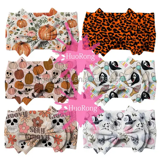 Halloween designs kids baby newborn hair accessories cute hair bow best quality soft bullet bow headband