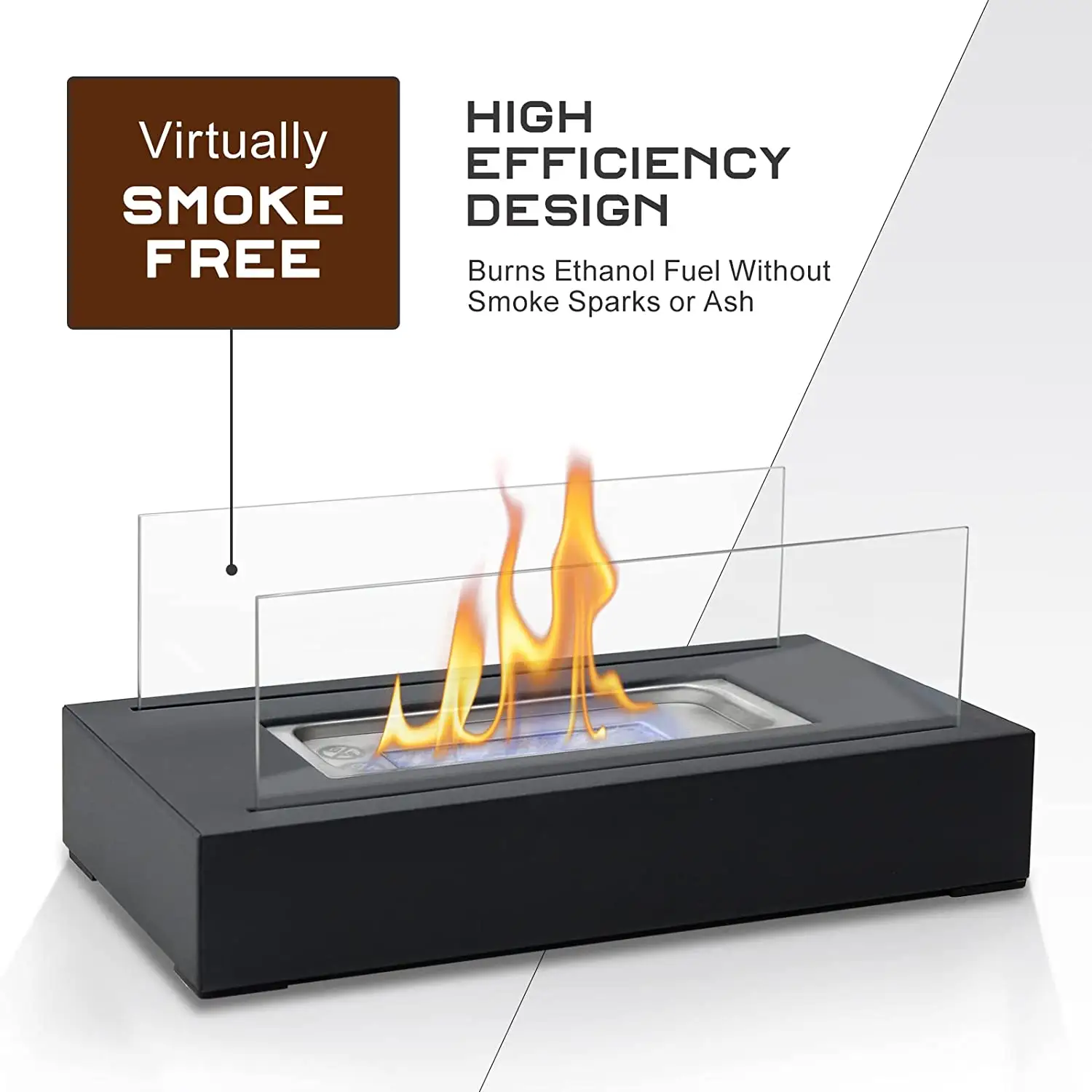 Rectangle Tabletop BioEthanol Fireplace Smores Maker table top Fire Pit Portable Fire Bowl tabletop Fireplace Real fire Burning