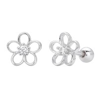 Feiner Schmuck mit Hohldesign-Blumenmotiv und Kubischem Zirkonia, 18K Gold S925 Sterling Silber Ohrringe für Damen, Alltag & Party, Hochzeitsmode