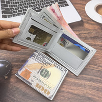 Dompet Pria Kapasitas Besar Model Vintage untuk Uang Kertas, Bahan PU Polyester, Penjepit Uang Kreatif, Produk Baru Lintas Negara, Terlaris