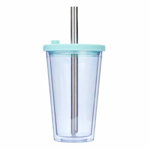 Gobelet isotherme réutilisable en plastique à double paroi de 480 ml (16 oz) pour thé au lait Boba, avec paille et couvercle, vente en gros - Product Image 6