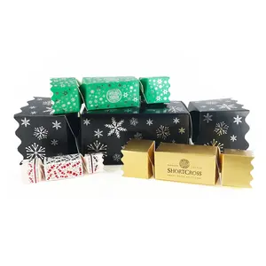 Op Maat Gemaakte Kerstcracker Geschenkdoos, Op Maat En Gerecycled Papier Bon Bon, Twisted Ends Cracker Met Goudfolie Voor Kerstmis