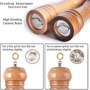 Luxury Kitchen Organizer Oak Wood Spice Holder <b>Pepper</b> Bottle Mills Shakers Salt and <b>Pepper</b> <b>Grinder</b> Set with Cleaning Brush - Product Image 6