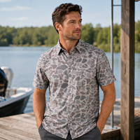 Chemise Classique Homme Camouflage Cerf Marque Privée Légère Respirante Extensible Quadridirectionnellement Anti-Humidité Boutonnée pour Activités de Plein Air