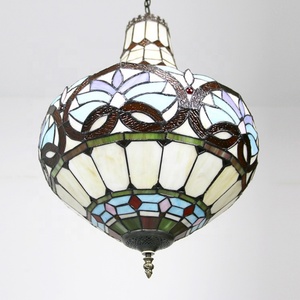 Lustre personnalisé LongHuiJing de style baroque Tiffany avec abat-jour en verre teinté - Product Image 4