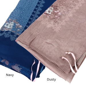 Hiyab Hanako Serie Premium, Color Azul Marino, Algodón Voile, Mangas Cortas, Elegante, Transpirable, con Impresión Digital, para Musulmanas, Primavera - Product Image 6