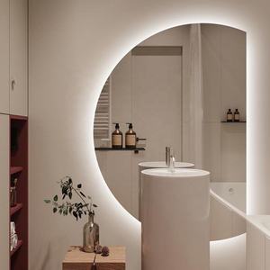 Luxury Big <strong>Half</strong> Moon Frameless LED Wall Decoration Lighted <strong>Mirror</strong> for Living Room Semicircle Irregular <strong>Half</strong> Round <strong>Mirror</strong> - Product Image 3