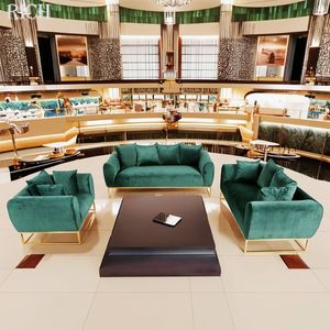 モダンな高級ベルベット生地ゴールドメタルレジャーソファセットホームリビングルームホテルホールロビーオフィスレンタルイベント家具 - Product Image 3