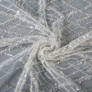 Robe en Dentelle Brodée à Paillettes Robe de Mariée Fabricants de Tissus Vente Chaude Nouveau Carré Perlé Plaid <span class=keywords><strong>Gaze</strong></span> Africaine Durable - Product Image 2