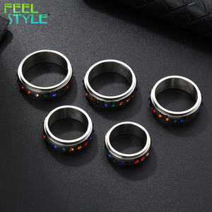 Anillo Giratorio de Acero Inoxidable, Anillo Antiestrés, Banda Giratoria con Acabado Vintage Antiguo, Joyería para Hombres y Mujeres - Product Image 2