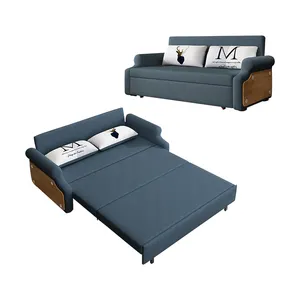 Moderne Custom Blue Woonkamer Sofa Met Bed Functionele Opslag Stof Sofa Cum Bed Slaapkamer Meubels Vouwen Slapen Slaapbank