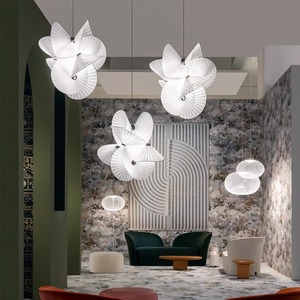 Lustre artistique pour salon, design nordique, lampe suspendue LED ronde à tête unique, diamètre 46cm, décoration de la maison - Product Image 1