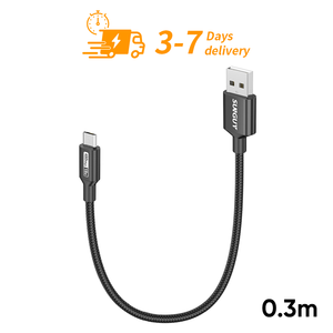 สายชาร์จเร็ว SUNGUY ขายดี สายถักไนลอน 0.3 เมตร สายดาต้า สำหรับตลาดยุโรป - Product Image 1
