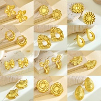 Vente en gros de boucles d'oreilles bon marché à la mode boucles d'oreilles en graine de melon stéréo exagérées boucles d'oreilles en acier inoxydable plaqué or pour femmes