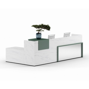 Custom Modern White Solid Surface Cosmetic Reception Table Front <b>Desk</b> Counter Beauty Salon Wood Reception Counter <b>Desks</b> - Product Image 4
