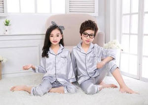 Pijama de satén de manga larga para niñas, camisón de bebé similar a la seda, conjuntos de pijama de seda helada para niños - Product Image 2