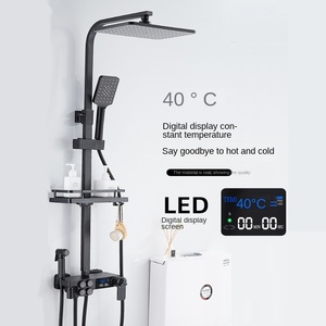 Bộ sen tắm đồng đen hiển thị kỹ thuật số, vòi sen mưa gia đình, nhiệt độ không đổi, tăng áp cho phòng tắm - Product Image 3