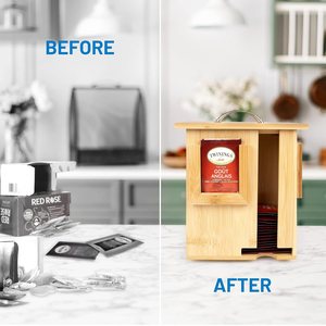 Bamboo 4 Compartments Rotating Stand <strong>Tea</strong> Organizer Wood <strong>Box</strong> <strong>Tea</strong> Bag Storage Container with Lid and Handle - Product Image 3