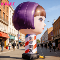 Fille gonflable tendance avec coiffure personnalisée, personnage de dessin animé gonflable à coiffure personnalisée pour le marketing des salons de beauté