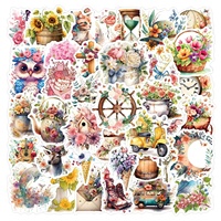 Paquete de 55 Pegatinas de PVC con Diseño de Flores, Resistentes al Agua, para Laptop, Patineta, Equipaje, Taza, Botella, Cuaderno, Decoración