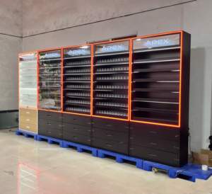 حامل عرض سجائر LED مخصص من APEX مع تأثير المرآة اللانهائية وأدراج قابلة للقفل، حل عرض لمحلات التدخين - Product Image 4