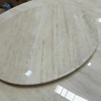 Table à manger ronde en travertin beige naturel, 180 cm, grande taille, table à manger en pierre avec plateau tournant, taille personnalisée