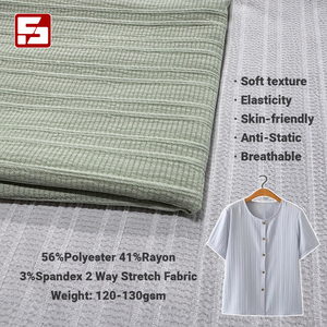 Striscia di tessuto Greige 56% poliestere 41% Rayon 3% Spandex tessuto grigio 2 vie tessuto elasticizzato increspato Crepe <span class=keywords><strong>camicie</strong></span> morbide per abiti - Product Image 2