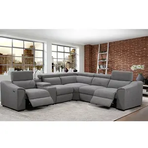 Modern design upholstery sofa furniture Functional chair+end table with USB cups recliner living room sets for home