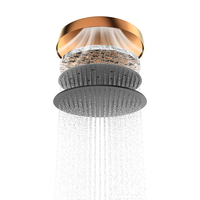 Ensemble de douche mural de luxe avec pommeau de douche pluie thermostatique doré et mitigeur pour salle de bain