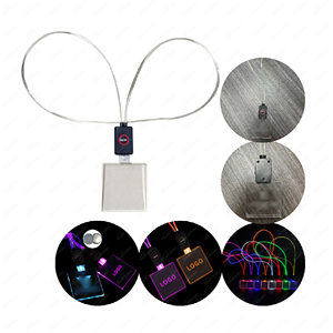 Custom Promotional Party Supplies Party Favor Flash LED Light up Glow Acrylic Plastic Lanyard Neck Tool Lanyards Strap with logo