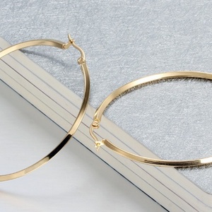 Factory Wholesale Cheap Price Stainless Steel <b>Thin</b> Large Round 18K <b>Gold</b> Bohemian <b>Hoop</b> Earrings for Women Wedding Party Gift - Product Image 5