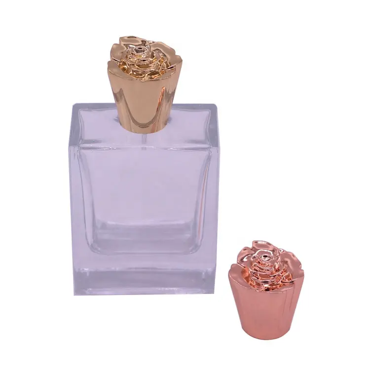 Rosa a forma di fiore bottiglia di profumo di vetro bottiglie di profumo caps oro rosa per fea 15