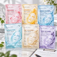 Pochette d'emballage personnalisée pour masques en feuille, sachet plat thermoscellable avec encoche de déchirement pour produits cosmétiques et soins de la peau
