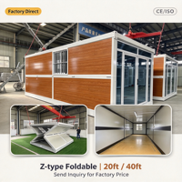Maison conteneur pliable de type Z, maison modulaire préfabriquée avec panneaux en bois et porte en verre pour l'habitation