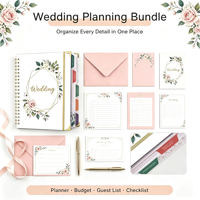 Carnet de notes/agenda de mariage à spirale thermique à couverture rigide et feuilles mobiles, avec impression par transfert personnalisée JAME 2027, dorure or rose