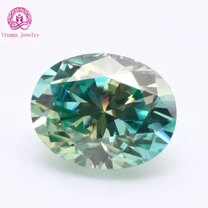 Yingma Oval Cut Loose Moissanite Stone Nature Colored Green & Blue oval moissanite Loose Diamond For Custom Jewelry
