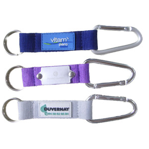 Venta al por mayor de mosquetón de metal, llavero de mosquetón de poliéster, llavero de mosquetón impreso con logotipo, llavero negro - Product Image 2