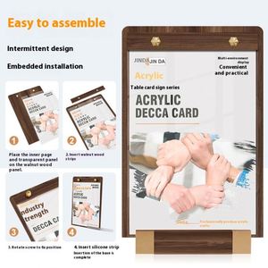 Walnut Wood Vertical Table Card Menu Display Stand Solid Wood Price Sign Holder Customized Wooden Table Tent for Desktop - Product Image 3
