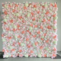 Backdrop Dinding Bunga Kain 8*8 kaki 3D 5D Mawar Putih Sutra Buatan Panel Latar Belakang Gulung untuk Dekorasi Pernikahan