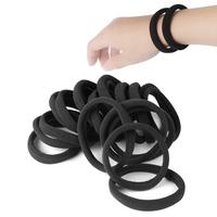 Lazos de pelo negro sin costuras, banda grande de 2 pulgadas para cabello grueso y rizado, negro a granel