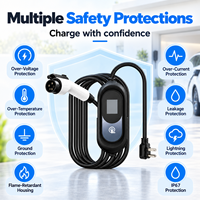 Chargeur EV portable J1772 Type 1 ETL FCC RoHS 120V 240V 16A-48A 1.92-11.5kW Écran LCD 2.4 pouces Minuterie 0-8H Courant réglable IP67 ODM