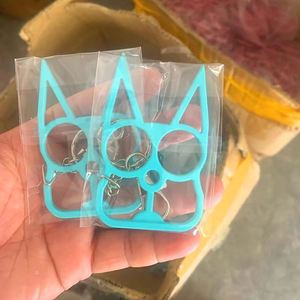 Portable Cute Cat Metal Keyring with Finger Buckle <b>Safety</b> Tool <b>Keychain</b> 2-in-1 Tool - Product Image 4