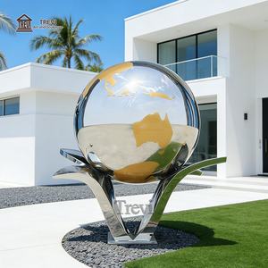 Sculpture en métal globe terrestre abstrait TREVI en acier inoxydable pour la <span class=keywords><strong>maison</strong></span>, le jardin extérieur - En solde - Product Image 4