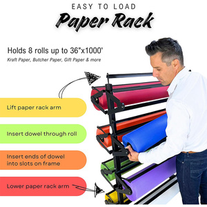 Lớn 36 \ "cho bền di động cán tổ chức giấy cuộn chủ Dispenser <span class=keywords><strong>Rack</strong></span> <span class=keywords><strong>Cutter</strong></span> 8 kệ cho butcher Craft Quà Tặng Bọc nghệ thuật - Product Image 2