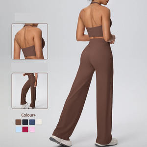 Conjunto de 5 Piezas de Pantalones de Yoga de Pierna Ancha con Capucha y Forro de Doble Cara en Color Sólido para Mujer Talla Grande, Impermeables - Product Image 1