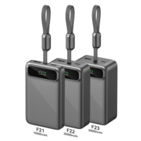 Chargeur portable super rapide 22,5 W, nouveau modèle avec câble intégré, grande capacité, affichage numérique intelligent, batterie externe